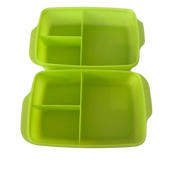 TUPPERWARE Rectangle Large LUNCH-IT Divided Container Green/Blue Colorful - Picture 4 of 6